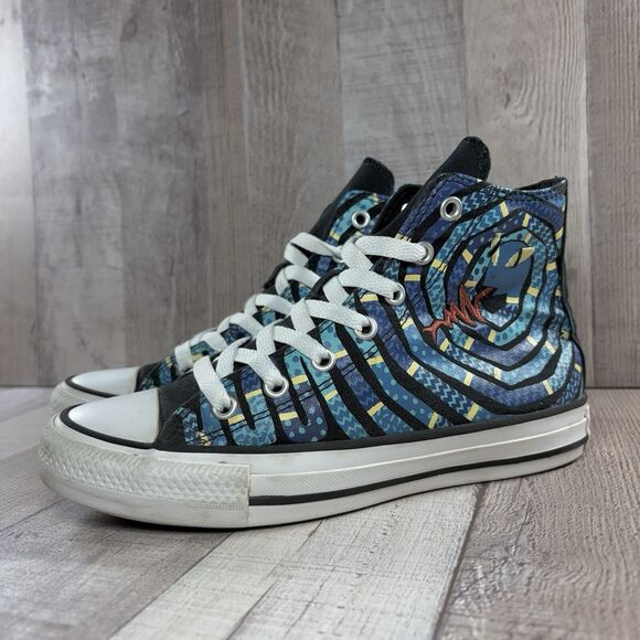 Converse Chuck Taylor All Star Kids Size 3.5 Snake Coils High Top HI Canvas Blue - Picture 1 of 13